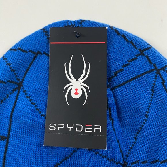 NEW Spyder Web Beanie Hat Cap Toque Blue Ski Snowboard Men's One Size Fits Al - Picture 3 of 7